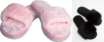 rexizone Women Flip Flops(Black, Pink , 3)
