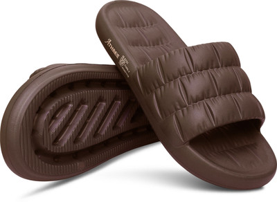 Athree Men Daily use Slippers for Gents Lightweight Cushioned Slides Chappal puff Slipper Slippers(Brown , 9)