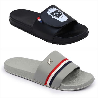 Foot Print Men Slides(Multicolor , 10)
