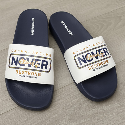 STRIKER Men Slides(White, Blue , 11)