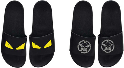 nvisan Men Slides(Yellow, Grey , 6)