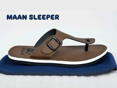 Maan Men Flip Flops(Brown , 10)