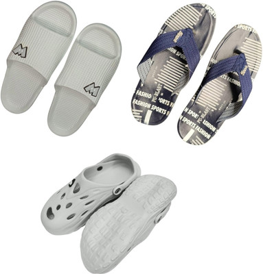 BLIBBERS Men Slippers(Grey, Blue, Off White , 8)