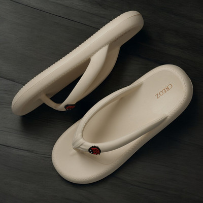 CREOZ the bounce Women Flip Flops(Off White , 6)
