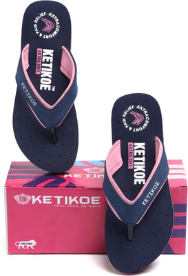 KETIKOE Women Flip Flops(Navy , 7)