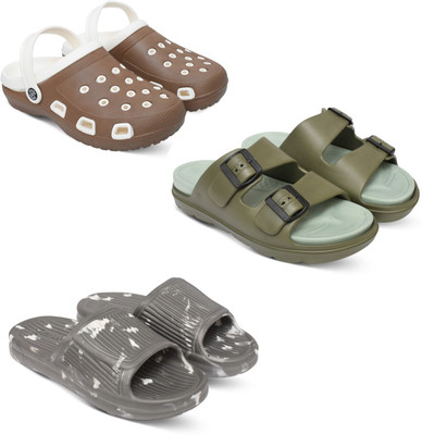 Acorn Men Slides(Brown, Olive, Grey , 6)