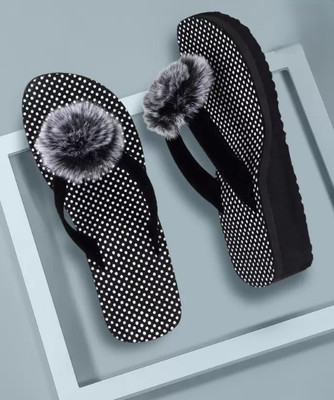 JMPW SPORT Women Slippers(Black , 4)