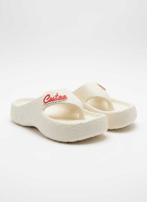 Jeshk Women Flip Flops(Off White , 6)