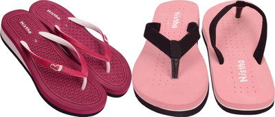 NISTHA Women Flip Flops(Tan, Orange , 7)