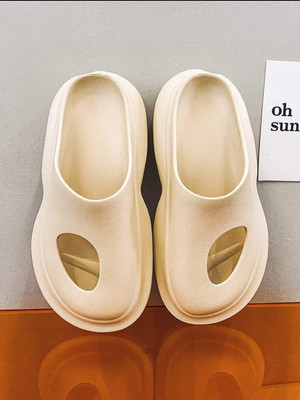 T-ROCK Men Slides(Beige , 8)