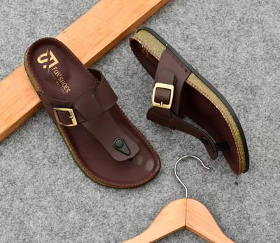 FAV SHOES Men Flip Flops(Brown , 9)