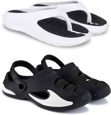 Kapani Fashion Men Slippers(White, Black , 7)