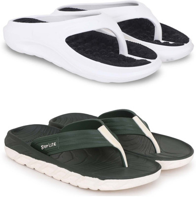 KAPYANSH Men Slippers(White, Green , 10)