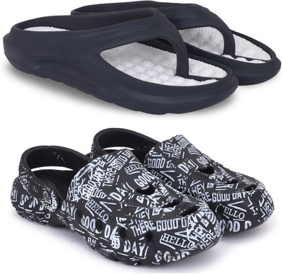 KAPYANSH Men Flip Flops(Black, Blue, White , 8)