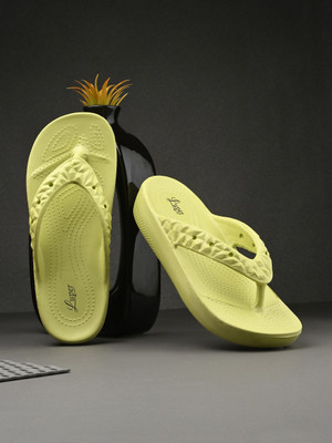 LUPER Women Flip Flops(Green , 7)