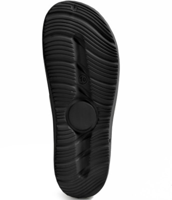 house of common Men Ultra Soft Slipper with Velcrow, Adjustable Strap, Anti Slip, Daily Usage Slides(Black , 10)