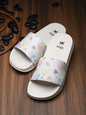 Kook N Keech Women Slides(White , 4)