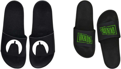nvisan Men Slides(White, Green, Black , 7)