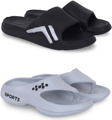 Kapani Fashion Men Slippers(Black, Grey , 6)
