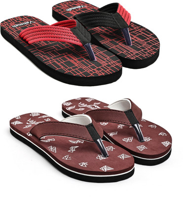 VAHMAH Men Slippers(Red, Brown , 9)