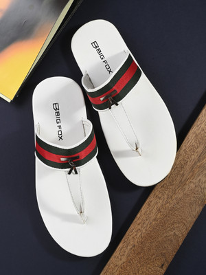 BIG FOX Men Flip Flops(White , 8)