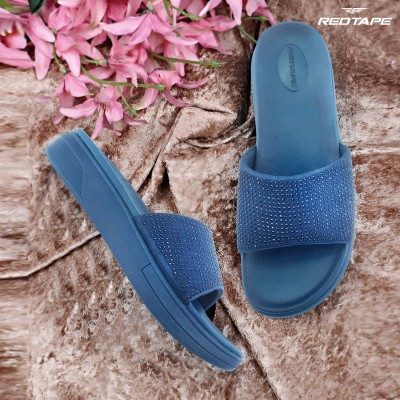 RED TAPE Women Slides(Blue , 6)