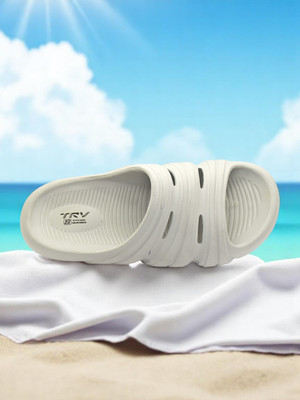 TRV Men Men EVA Ultralightweight Comfort All Season Slipper for Men Flip Flops Slides Slides(White , 6)