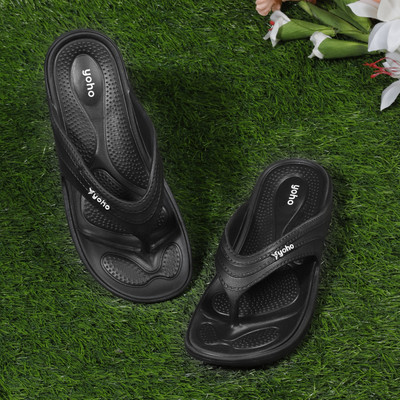 yoho Women Drizzle Soft Slippers| Mild Acupressure | Lightweight | Anti Skid | Waterproof Flip Flops(Black , 8)