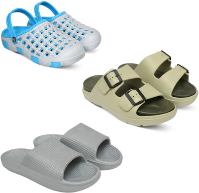 Acorn Men Slides(Blue, Beige, Silver , 10)