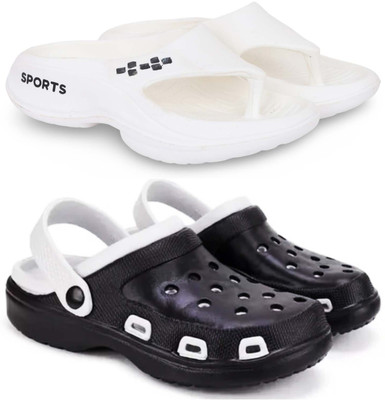 Kapani Fashion Men Slippers(White, Black , 7)
