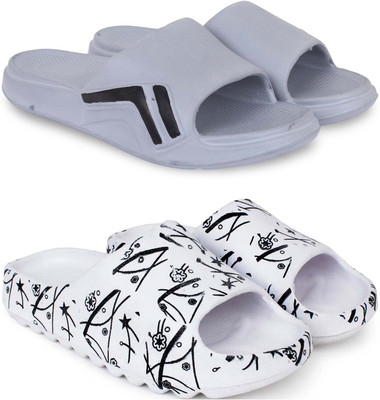 KAPYANSH Men Slides(Grey, White , 8)