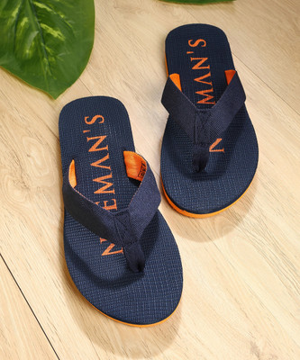 Neemans Men Flip Flops(Navy, Orange , 7)