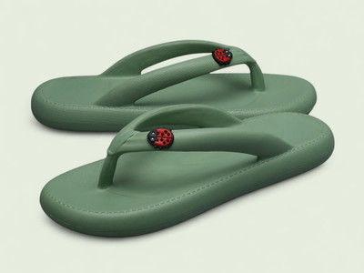 Free Kicks Women Flip Flops(Olive , 6)