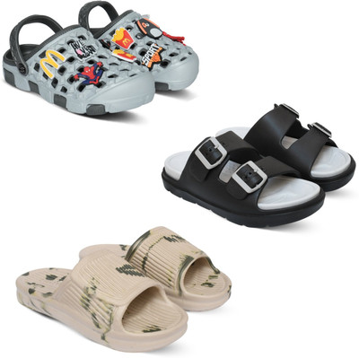 Acorn Men Slides(Grey, Beige, Black , 8)