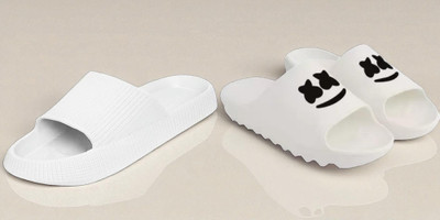 Shoepro Men Slides(White, Off White , 6)