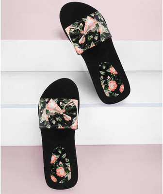 SHIPEE Women Slides(Black , 4)