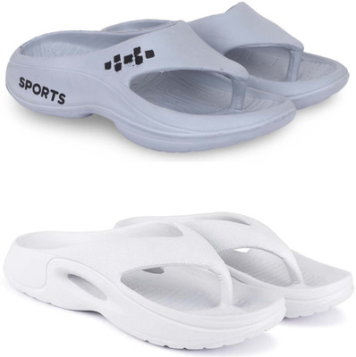Kapani Fashion Men Slippers(Grey, White , 8)