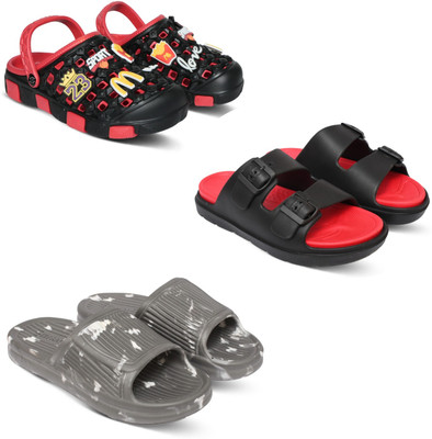 Acorn Men Slides(Red, Red, Grey , 6)