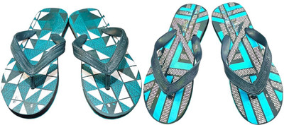 Mikro Men Slippers(Blue, Grey , 8)