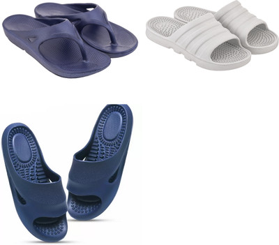 Feel alive Men Slippers(Blue, White , 9)