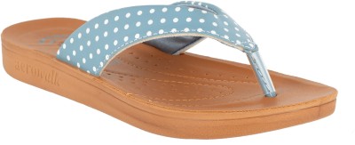 aerowalk Women Flip Flops(Blue , 3)