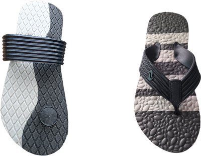 skyflip Men Slides(Grey, White , 6)