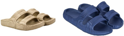 Radhira Men Slippers(Beige, Blue , 8)