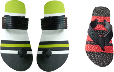 skyflip Men Slides(Green, Red , 6)