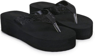 PRIVIKA Women Slippers(Black , 6)