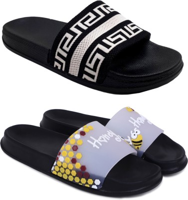 KAPYANSH Women Slides(Black, Black , 5)