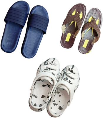 BLIBBERS Men Slippers(Blue, Brown, White , 7)