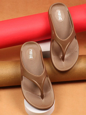 Neoz Women Levirex Lightweight with Arch Support Durable Anti-Skid & Stylish Dailywear| Flip Flops(Brown , 8)