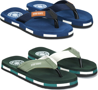 Stepsoft Men Slippers(Blue, Green , 10)