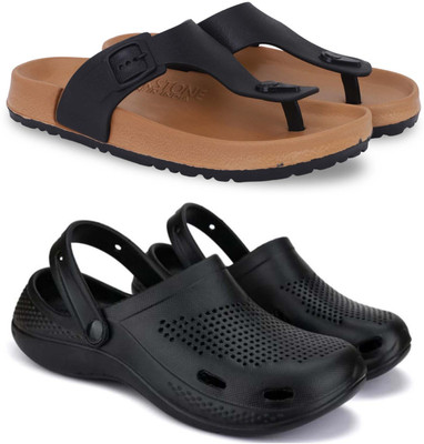 Kapani Fashion Men Slippers(Beige, Black , 9)